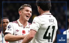 SBOTOP: Viktor Gyokeres and Declan Rice on Target as Arsenal Defeat Burnley 2-0 to Extend Premier League Lead