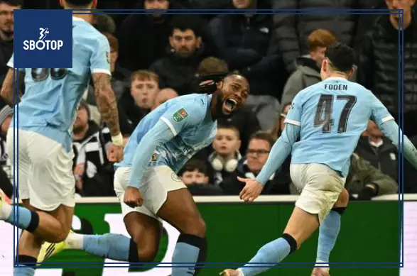 SBOTOP _ Antoine Semenyo Shines with Two Goals and Assist, Pep Guardiola Delighted