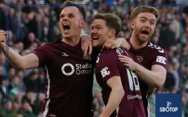 SBOTOP: Hearts Edge Hibernian 2-1 as Blair Spittal’s Late Strike Against Nine Men Sends Visitors Three Points Clear at the Top