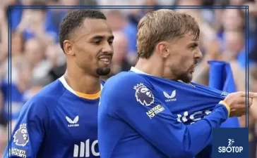 SBOTOP: Everton Open Premier League Campaign with 2-0 Victory Over Crystal Palace as Dewsbury-Hall and Barry Strike for Toffees